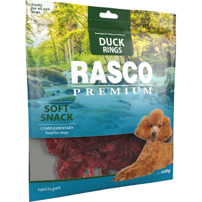 RASCO Pochúťka Premium kačica, krúžky 500 g RASCO Pochúťka Premium kačica, krúžky 500 g