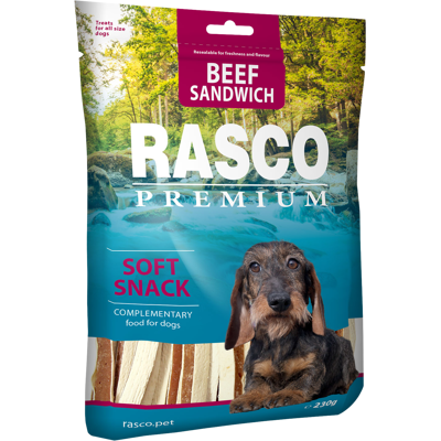 RASCO Pochúťka Premium hovädzí s treskou, sendvič 230 g RASCO Pochúťka Premium hovädzí s treskou, sendvič 230 g