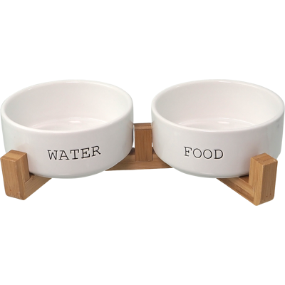 DOG FANTASY Set misky keramickej so stojanom biely 850 ml DOG FANTASY Set misky keramickej so stojanom biely 850 ml