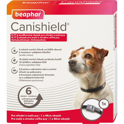 BEAPHAR Antiparazitný obojok Canishield pre malé a stredné psy 48cm BEAPHAR Antiparazitný obojok Canishield pre malé a stredné psy 48cm