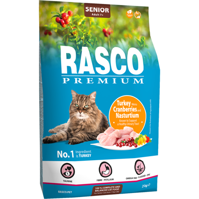 RASCO Cat Kibbles Senior, Turkey, Cranberries, Nasturtium 2 kg RASCO Cat Kibbles Senior, Turkey, Cranberries, Nasturtium 2 kg