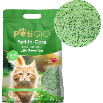 PETIGIO Peti-to-Care podstielka pre mačky Tofu Green Tea 1 x 2.5 kg PETIGIO Peti-to-Care podstielka pre mačky Tofu Green Tea 1 x 2.5 kg