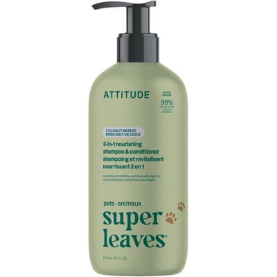 ATTITUDE Super Leaves Pets 2v1 šampón a kondicionér pre domáce zvieratká - vyživujúci s kokosom 473 ml ATTITUDE Super Leaves Pets 2v1 šampón a kondicionér pre domáce zvieratká - vyživujúci s kokosom 473 ml