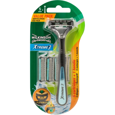 WILKINSON SWORD Wilkinson Sword Xtreme3 Hybrid holiaci strojček + 5 náhradných hlavíc WILKINSON SWORD Wilkinson Sword Xtreme3 Hybrid holiaci strojček + 5 náhradných hlavíc