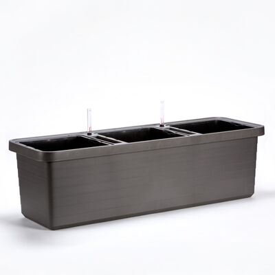 Plastia Samozavlažovací veľkoobjemový truhlík Berberis TRIO antracit 117 cm Plastia Samozavlažovací veľkoobjemový truhlík Berberis TRIO antracit 117 cm