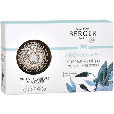 Maison Berger Paris Darčeková sada difuzér do auta Aróma Happy chrome + náplň Aquatic Freshness Maison Berger Paris Darčeková sada difuzér do auta Aróma Happy chrome + náplň Aquatic Freshness
