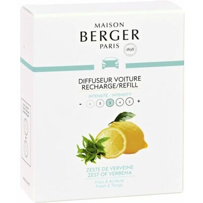 Maison Berger Paris Náhradná náplň do difuzéra do auta Zest of Verbena (Car Diffuser Recharge/Refill) 2 ks Maison Berger Paris Náhradná náplň do difuzéra do auta Zest of Verbena (Car Diffuser Recharge/Refill) 2 ks