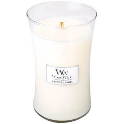 WoodWick Vonná sviečka váza veľká White Tea & Jasmine 609,5 g WoodWick Vonná sviečka váza veľká White Tea & Jasmine 609,5 g