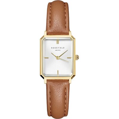 Rosefield Octagon XS White Light Brown Leather Gold OWBLG-O85 Rosefield Octagon XS White Light Brown Leather Gold OWBLG-O85