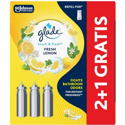 Glade Súprava náplní do osviežovača vzduchu Touch & Fresh Fresh Lemon 2+1 Glade Súprava náplní do osviežovača vzduchu Touch & Fresh Fresh Lemon 2+1