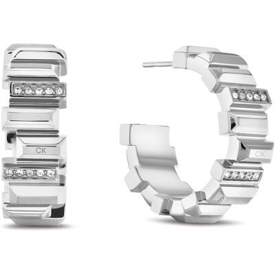 Calvin Klein Masívne oceľové kruhy s kryštálmi Luster 35000237 Calvin Klein Masívne oceľové kruhy s kryštálmi Luster 35000237
