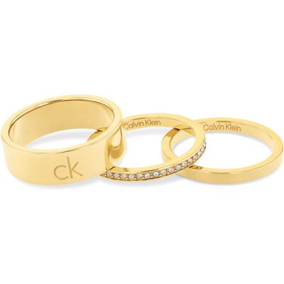 Calvin Klein Pozlátená súprava oceľových prsteňov CK Trio 35000795 56 mm Calvin Klein Pozlátená súprava oceľových prsteňov CK Trio 35000795 56 mm