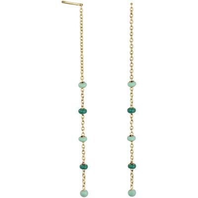 Rosefield Fashion dlhé pozlátené náušnice Emerald JEETG-J722 Rosefield Fashion dlhé pozlátené náušnice Emerald JEETG-J722