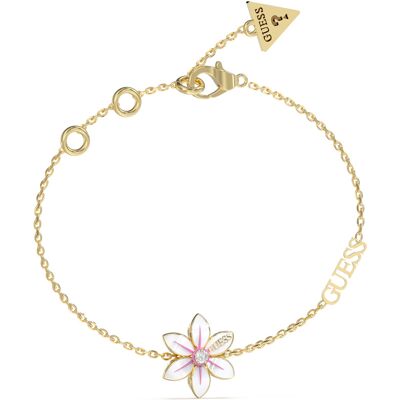 Guess Krásny pozlátený náramok s kvetinou White Lotus JUBB04134JWYGWH 18,5 cm Guess Krásny pozlátený náramok s kvetinou White Lotus JUBB04134JWYGWH 18,5 cm