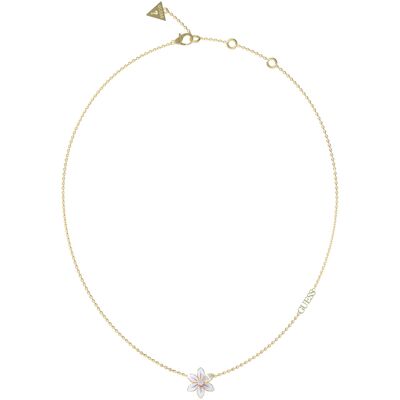 Guess Krásny pozlátený náhrdelník s kvetinou White Lotus JUBN04136JWYGWHT/U Guess Krásny pozlátený náhrdelník s kvetinou White Lotus JUBN04136JWYGWHT/U
