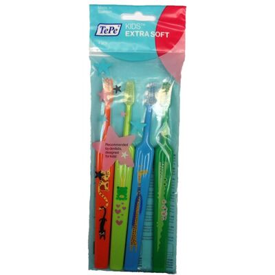 TePe Extra jemná detská zubná kefka Kids ZOO Extra Soft 4 ks TePe Extra jemná detská zubná kefka Kids ZOO Extra Soft 4 ks