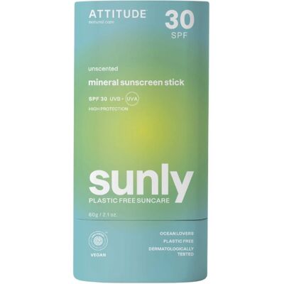 Attitude Minerálna ochranná tyčinka na telo bez parfumácie SPF 30 Sunly (Mineral Sunscreen Stick) 60 g Attitude Minerálna ochranná tyčinka na telo bez parfumácie SPF 30 Sunly (Mineral Sunscreen Stick) 60 g