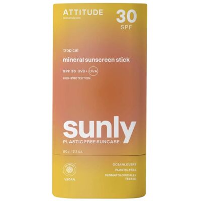 Attitude Minerálna ochranná tyčinka na telo Tropical SPF 30 Sunly (Mineral Sunscreen Stick) 60 g Attitude Minerálna ochranná tyčinka na telo Tropical SPF 30 Sunly (Mineral Sunscreen Stick) 60 g