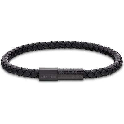 Calvin Klein Čierny kožený náramok Industrial Facets 35100088 Calvin Klein Čierny kožený náramok Industrial Facets 35100088
