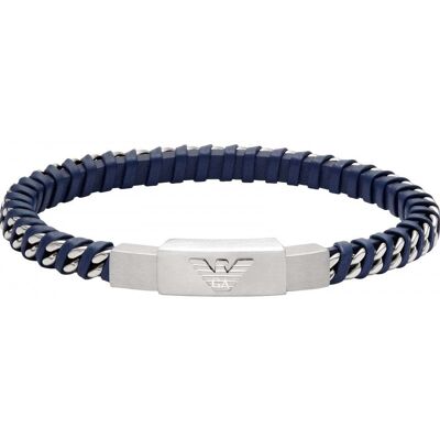 Emporio Armani Dizajnový kožený modrý náramok EGS3319040 Emporio Armani Dizajnový kožený modrý náramok EGS3319040