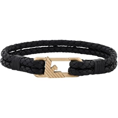 Emporio Armani Čierny kožený náramok EGS3245710 Emporio Armani Čierny kožený náramok EGS3245710