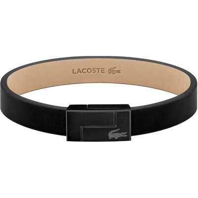 Lacoste Čierny kožený náramok Lacoste Traveller 2040073 Lacoste Čierny kožený náramok Lacoste Traveller 2040073