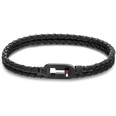 Tommy Hilfiger Dvojitý čierny kožený náramok 2790386 17,5 cm Tommy Hilfiger Dvojitý čierny kožený náramok 2790386 17,5 cm