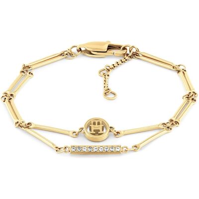 Tommy Hilfiger Módny pozlátený dvojitý náramok s kryštálmi 2781000 Tommy Hilfiger Módny pozlátený dvojitý náramok s kryštálmi 2781000