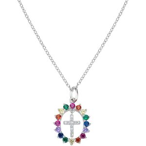 Amen Hravý strieborný náhrdelník so zirkónmi Cross CLGHCRBMZ (retiazka, prívesok) Amen Hravý strieborný náhrdelník so zirkónmi Cross CLGHCRBMZ (retiazka, prívesok)