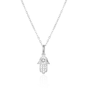 Agato Strieborný náhrdelník Hamsa - Ruka Fátimy AGT-N012W (retiazka, prívesok) Agato Strieborný náhrdelník Hamsa - Ruka Fátimy AGT-N012W (retiazka, prívesok)