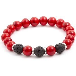 Agato Obrúbený náramok z lávového kameňa a howlitu MINK22 / 17 Agato Obrúbený náramok z lávového kameňa a howlitu MINK22 / 17