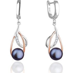 Beneto Luxusné bicolor náušnice s pravými tmavými perlami AGUC2676P-DARK BLUE Beneto Luxusné bicolor náušnice s pravými tmavými perlami AGUC2676P-DARK BLUE