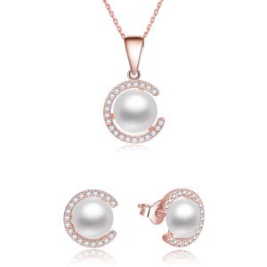 Beneto Pozlátený set šperkov s pravými perlami AGSET285P-ROSE (náušnice, retiazka, prívesok) Beneto Pozlátený set šperkov s pravými perlami AGSET285P-ROSE (náušnice, retiazka, prívesok)