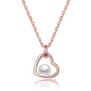Beneto Pozlátený strieborný náhrdelník s riečnou perlou AGS1230 / 47P-ROSE Beneto Pozlátený strieborný náhrdelník s riečnou perlou AGS1230 / 47P-ROSE