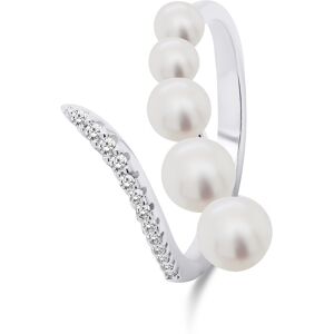 Brilio Silver Elegantný otvorený prsteň s perlami RI098W 55 mm Brilio Silver Elegantný otvorený prsteň s perlami RI098W 55 mm