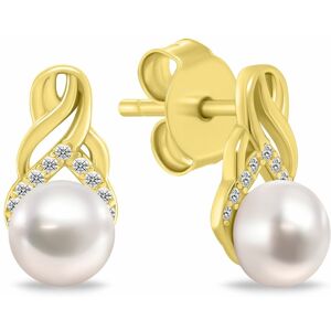 Brilio Silver Elegantné pozlátené náušnice s perlami a zirkónmi EA1248Y Brilio Silver Elegantné pozlátené náušnice s perlami a zirkónmi EA1248Y