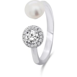 Brilio Silver Elegantný strieborný prsteň s pravou perlou a zirkónmi RI062W 50 mm Brilio Silver Elegantný strieborný prsteň s pravou perlou a zirkónmi RI062W 50 mm