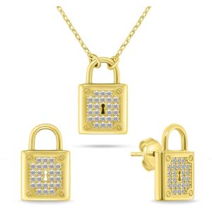 Brilio Silver Pozlátený set šperkov so zirkónmi Visiaci zámok SET281Y (náhrdelník, náušnice) Brilio Silver Pozlátený set šperkov so zirkónmi Visiaci zámok SET281Y (náhrdelník, náušnice)