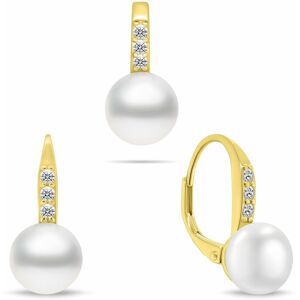 Brilio Silver Pozlátený set šperkov so zirkónmi a perlami SET291Y (prívesok, náušnice) Brilio Silver Pozlátený set šperkov so zirkónmi a perlami SET291Y (prívesok, náušnice)