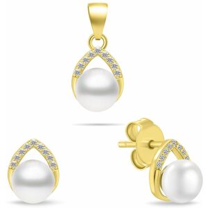Brilio Silver Elegantný set pozlátených šperkov s perlami SET290Y (prívesok, náušnice) Brilio Silver Elegantný set pozlátených šperkov s perlami SET290Y (prívesok, náušnice)