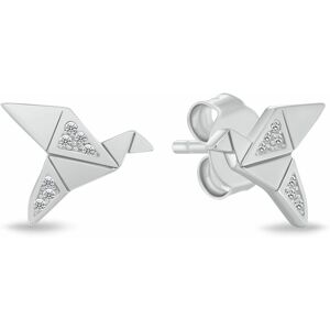 Brilio Silver Strieborné náušnice Origami vtáčik so zirkónmi EA1183W Brilio Silver Strieborné náušnice Origami vtáčik so zirkónmi EA1183W