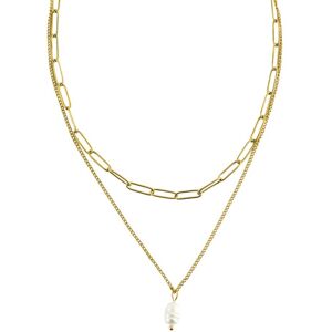 Emily Westwood Dvojitý pozlátený náhrdelník s perlou Velora Gold EWN260720G Emily Westwood Dvojitý pozlátený náhrdelník s perlou Velora Gold EWN260720G