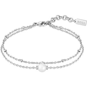 Hugo Boss Dvojitý oceľový náramok s perlou Cora 1580268 Hugo Boss Dvojitý oceľový náramok s perlou Cora 1580268