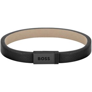 Hugo Boss Moderný čierny kožený náramok Jace 1580337 17,5 cm Hugo Boss Moderný čierny kožený náramok Jace 1580337 17,5 cm