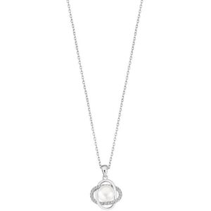 Lotus Silver Nežný strieborný náhrdelník s čírymi zirkónmi a syntetickou perlou LP3094-1 / 1 Lotus Silver Nežný strieborný náhrdelník s čírymi zirkónmi a syntetickou perlou LP3094-1 / 1