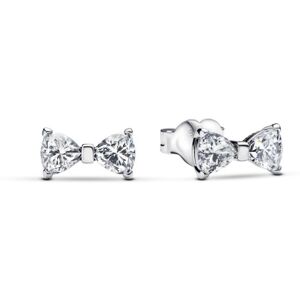 Pandora Blyštivé náušnice zo striebra mašličky Timeless 293542C01 Pandora Blyštivé náušnice zo striebra mašličky Timeless 293542C01
