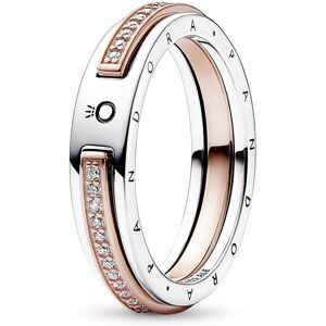 Pandora Bicolor prsteň so zirkónmi Signature Logo Rose 182773C01 54 mm Pandora Bicolor prsteň so zirkónmi Signature Logo Rose 182773C01 54 mm