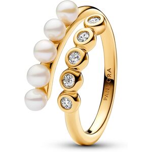 Pandora Otvorený pozlátený prsteň s pravými perlami Timeless Shine 163146C01 52 mm Pandora Otvorený pozlátený prsteň s pravými perlami Timeless Shine 163146C01 52 mm