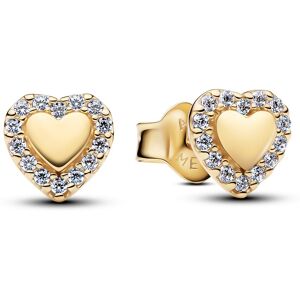 Pandora Pozlátené náušnice so zirkónmi Srdce Timeless 264363C01 Pandora Pozlátené náušnice so zirkónmi Srdce Timeless 264363C01