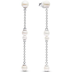 Pandora Strieborné dlhé náušnice s pravými perlami Timeless 293152C01 Pandora Strieborné dlhé náušnice s pravými perlami Timeless 293152C01